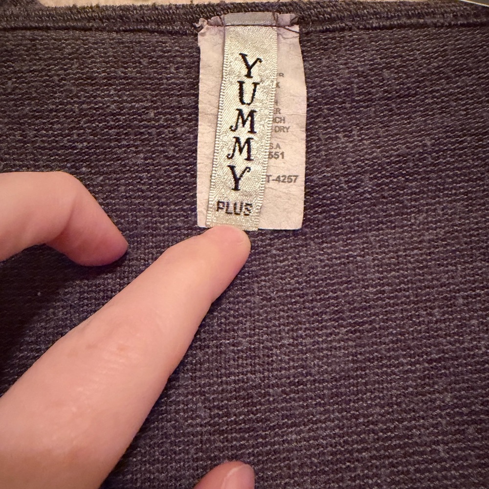 Ruffled Open-Front Cardigan Sweater - Gray - Picture 2 of 4